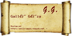 Galló Géza névjegykártya